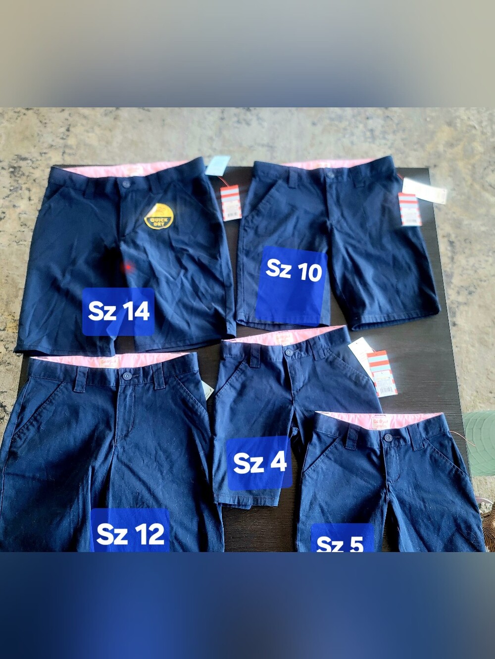 Cat & Jack Navy Blue Girls School Shorts Sz 4,5,10,12 & 14